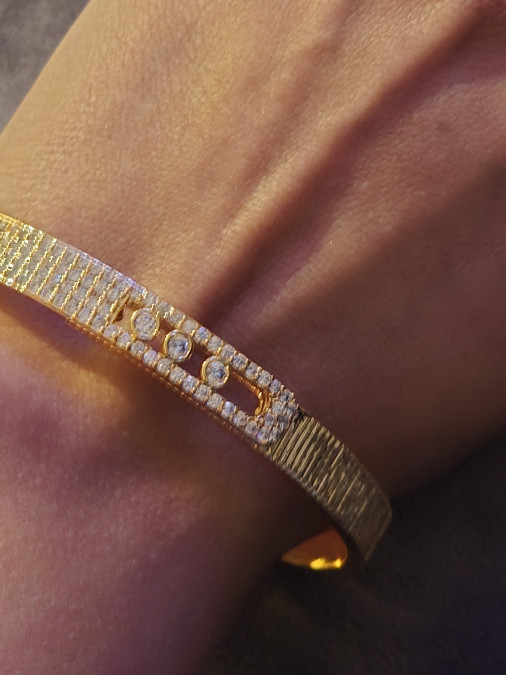 22kgp Dubai Messika Ste Jewelry Gold CZ Bracelet and Ring Set - Picture 4 of 16